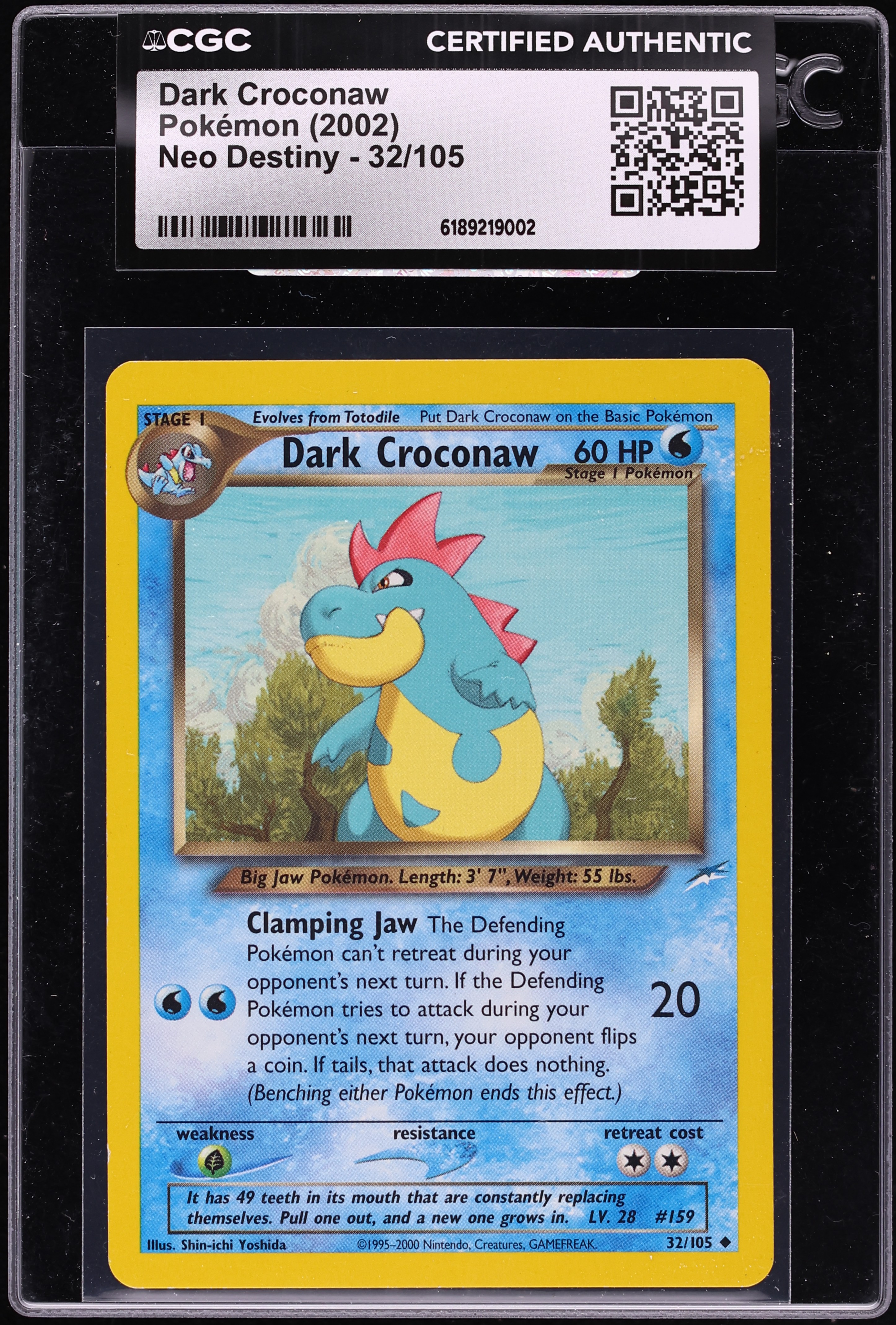 2002 Pokemon Neo Destiny Dark Croconaw #32 CGC AUTH