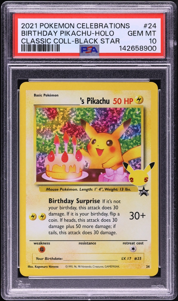 2021 Pokemon SWSH Promo Celebrations Holo Birthday Pikachu #24 PSA 10 GEM MINT