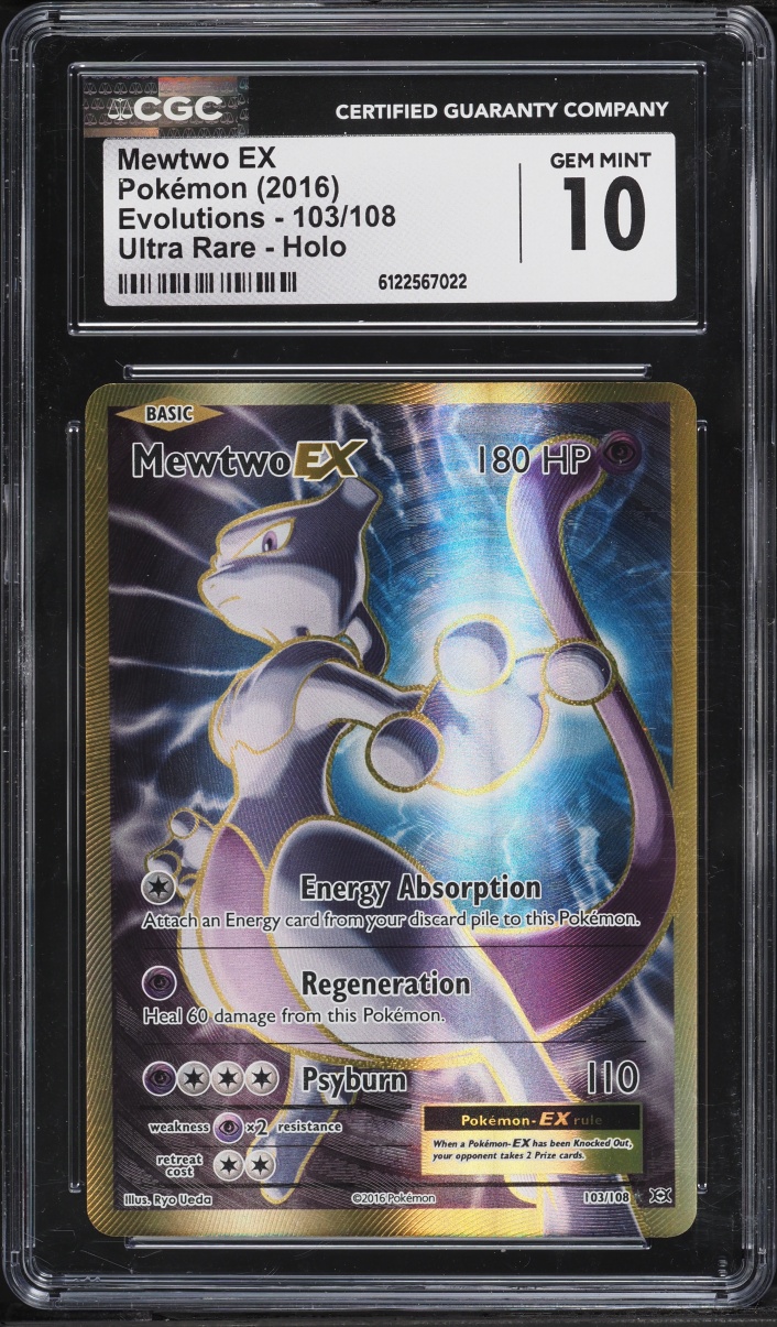 2016 Pokemon XY Evolutions Gold Rare Mewtwo EX #103 CGC 10 GEM MINT