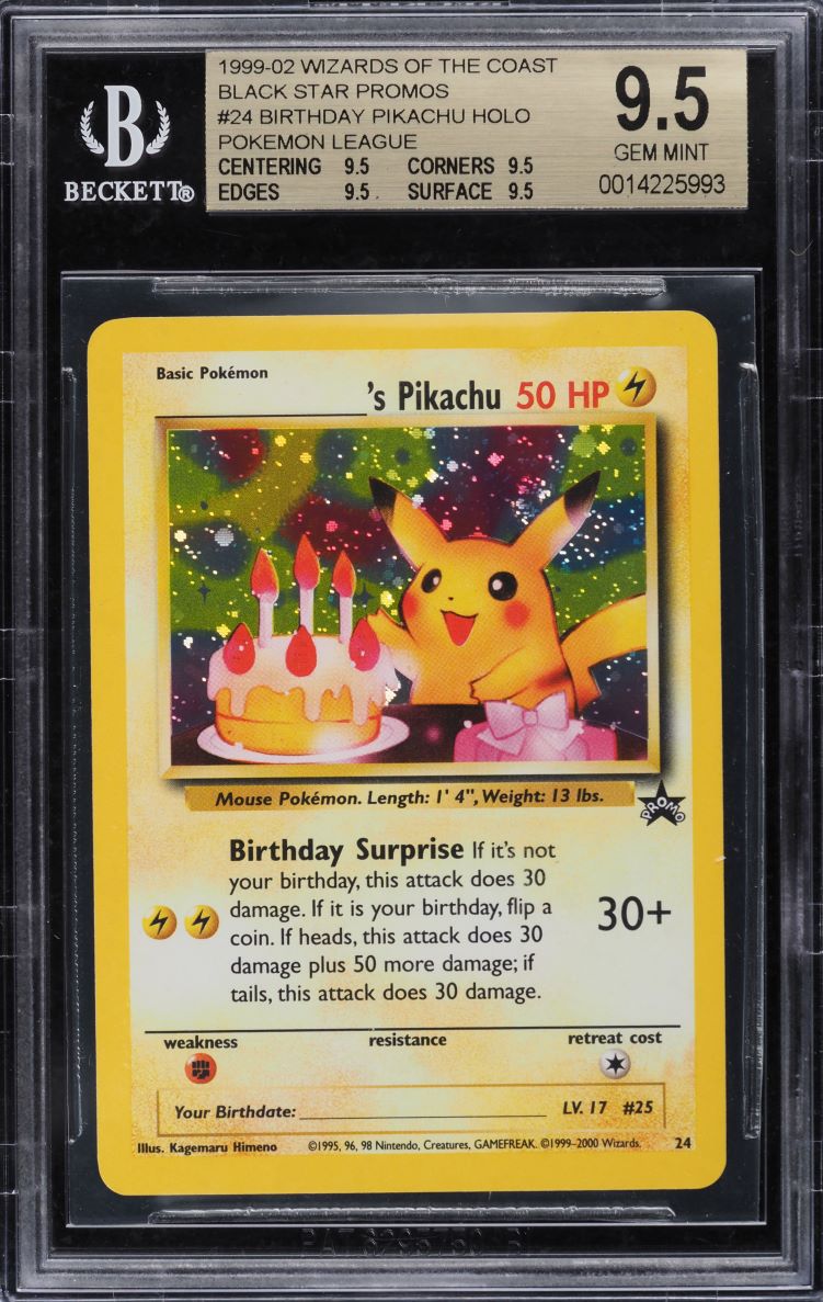 1999 Pokemon Black Star Promo Holo Birthday Pikachu #24 BGS 9.5 GEM MINT