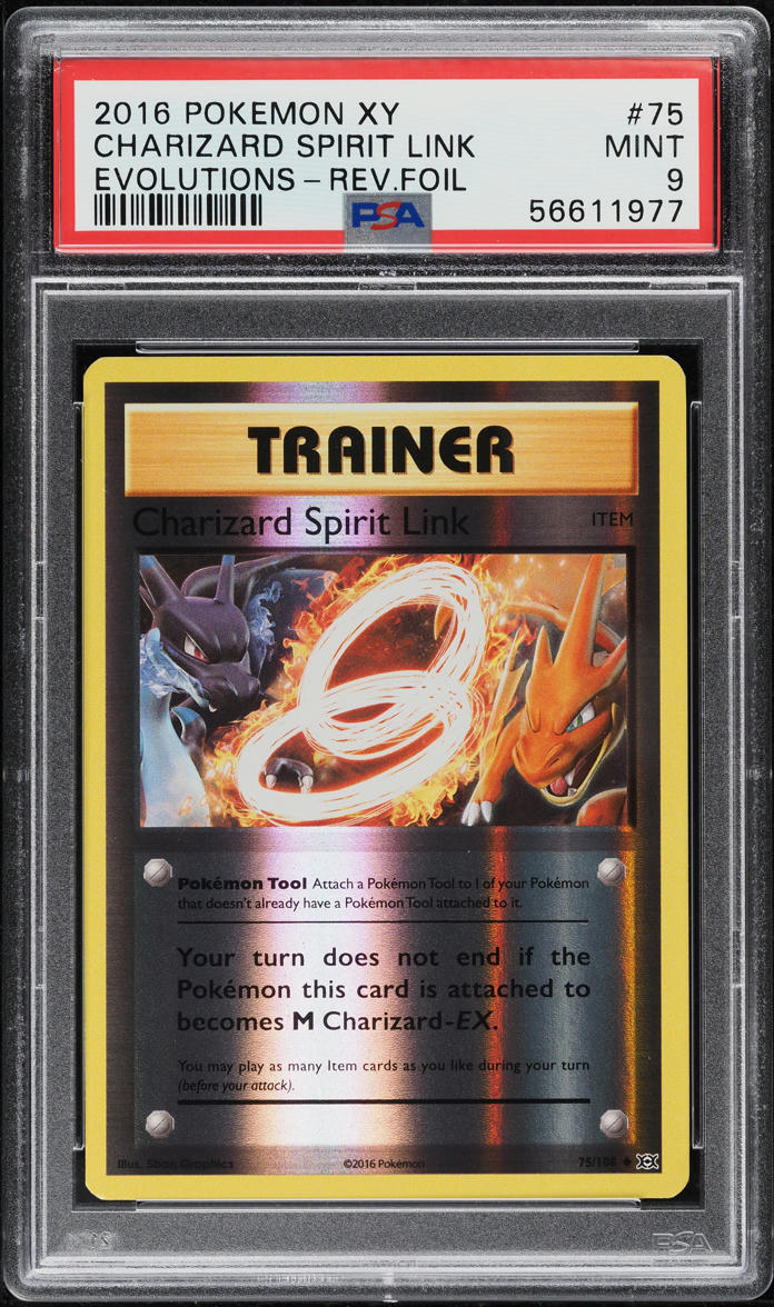 2016 Pokemon XY Evolutions Reverse Holo Charizard Spirit Link #75 PSA 9 MINT