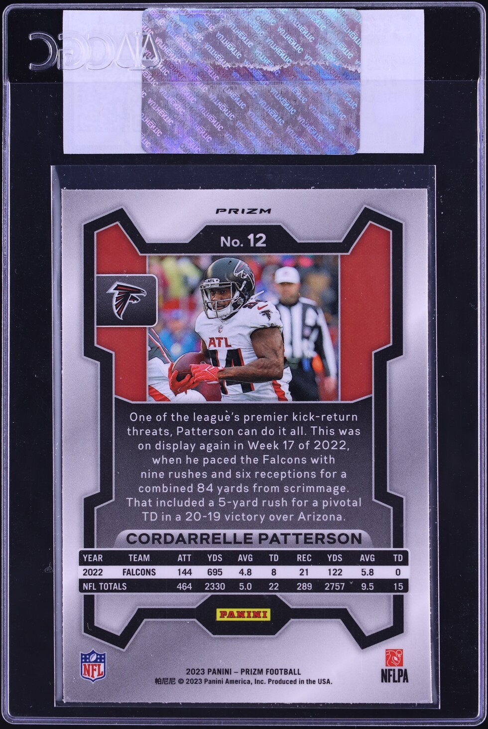 2023 Panini Prizm Black & White Checker Cordarrelle Patterson #12 CGC AUTH