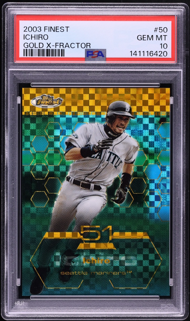2003 Finest Gold Xfractor Ichiro /199 #50 PSA 10 GEM MINT