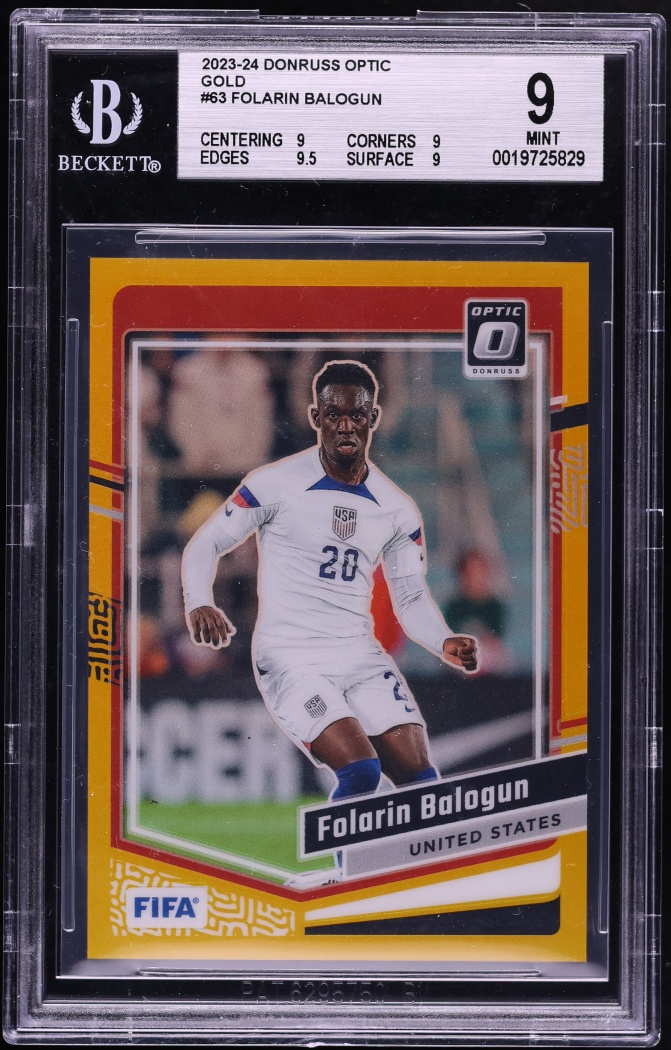 2023 Donruss Optic FIFA Gold Folarin Balogun /10 #63 BGS 9 MINT