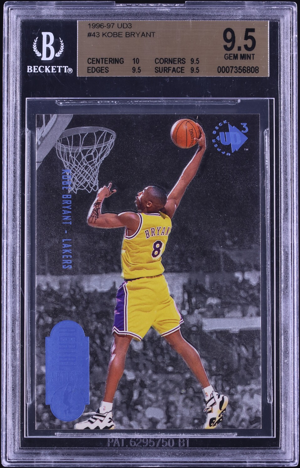 1996 UD3 Basketball Kobe Bryant ROOKIE #43 BGS 9.5 GEM MINT