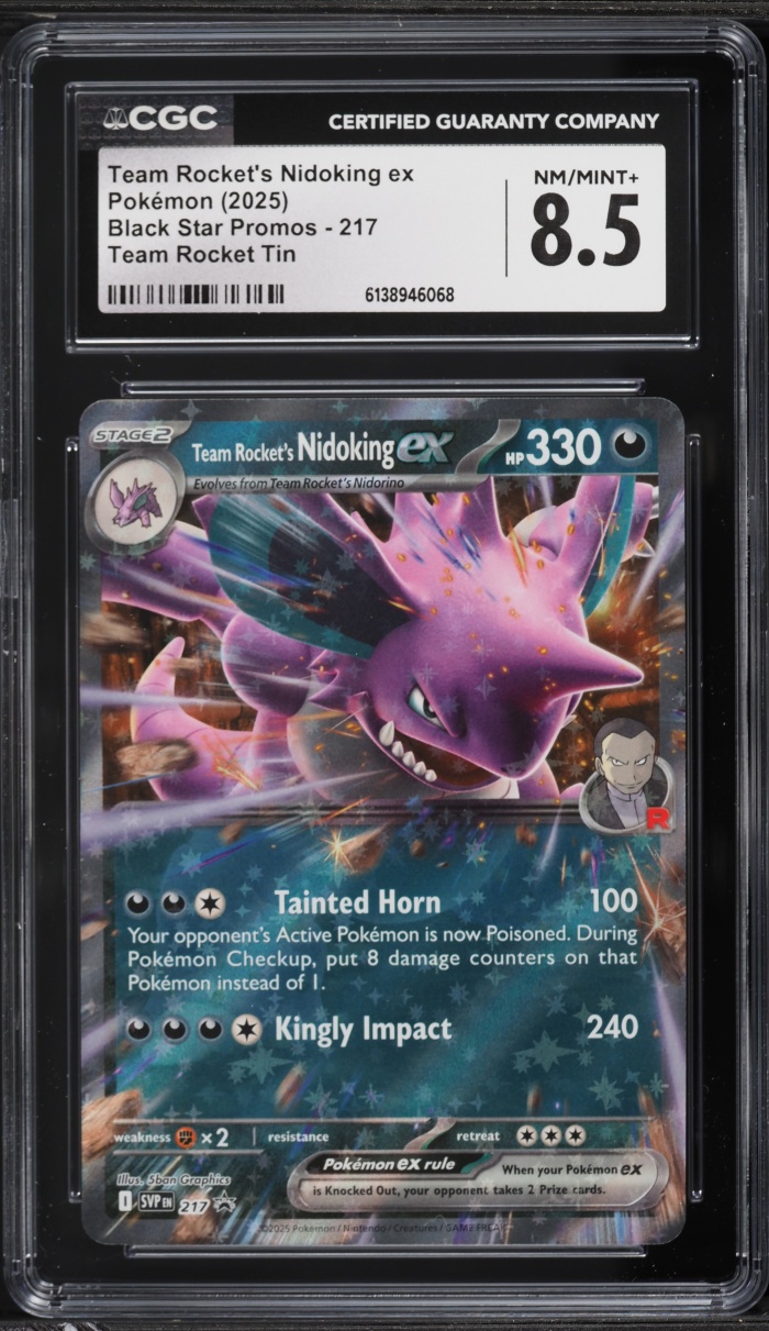 2025 Pokemon SV Promo Team Rocket Tin Team Rocket's Nidoking ex #217 CGC 8.5 NM-MT+