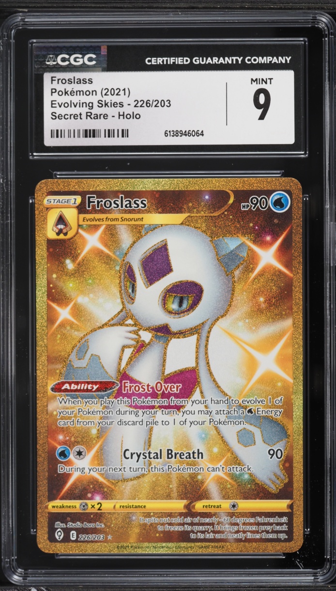 2021 Pokemon Sword & Shield Evolving Skies Gold Rare Froslass #226 CGC 9 MINT