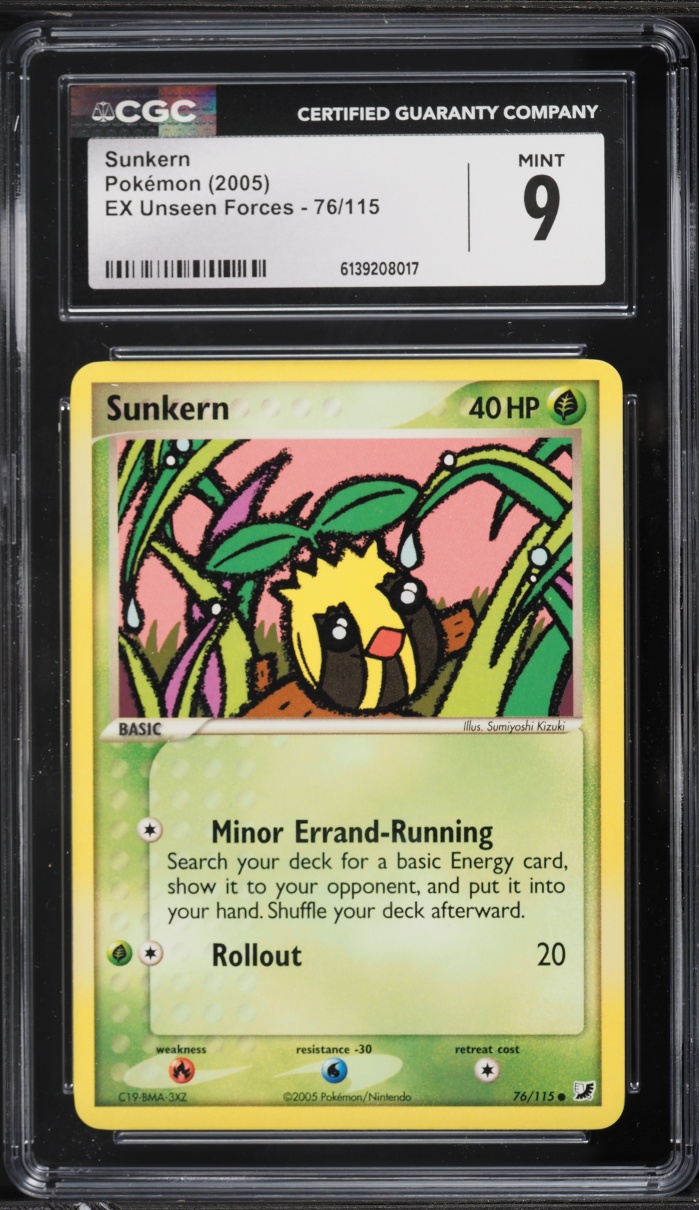 2005 Pokemon EX Unseen Forces Reverse Holo Sunkern #76 CGC 9 MINT