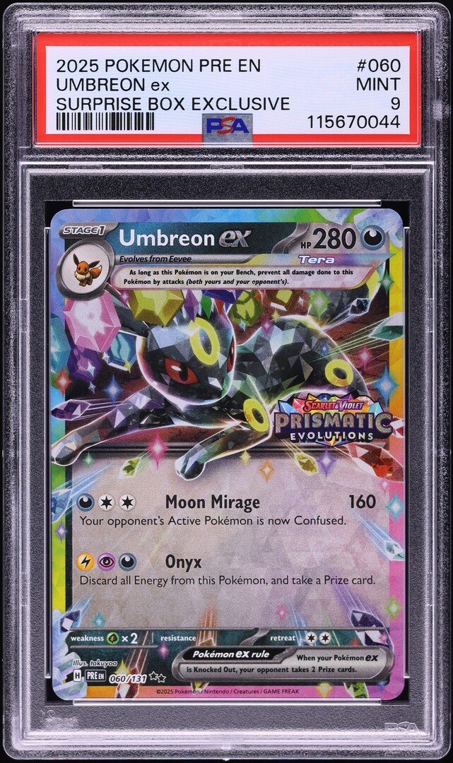2025 Pokemon SV Prismatic Evolutions Surprise Box Umbreon ex #60 PSA 9 MINT