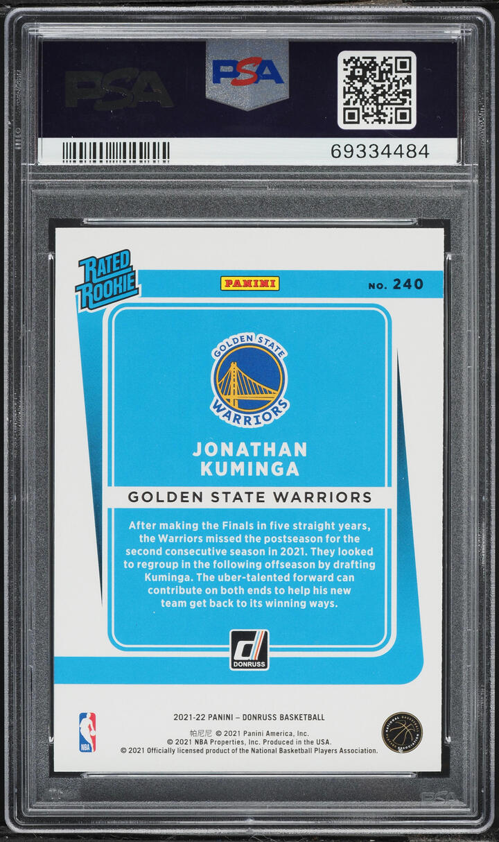 2021 Donruss Yellow Flood Jonathan Kuminga ROOKIE #240 PSA 10 GEM MINT