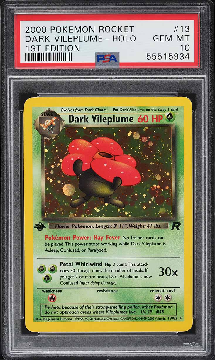 2000 Pokemon Team Rocket 1st Edition Holo Dark Vileplume #13 PSA 10 GEM MINT