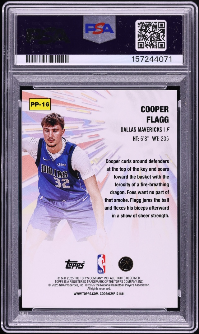 2025 Topps Power Players Cooper Flagg ROOKIE #PP-16 PSA 10 GEM MINT