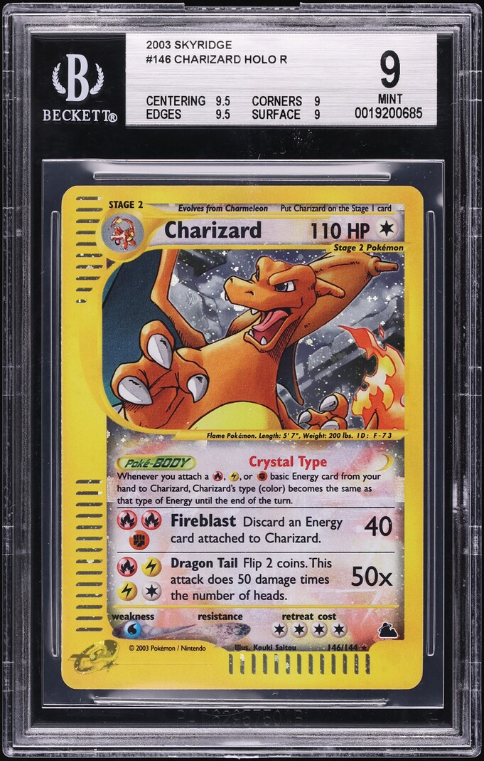 2003 Pokemon Skyridge Holo Crystal Charizard #146 BGS 9 MINT