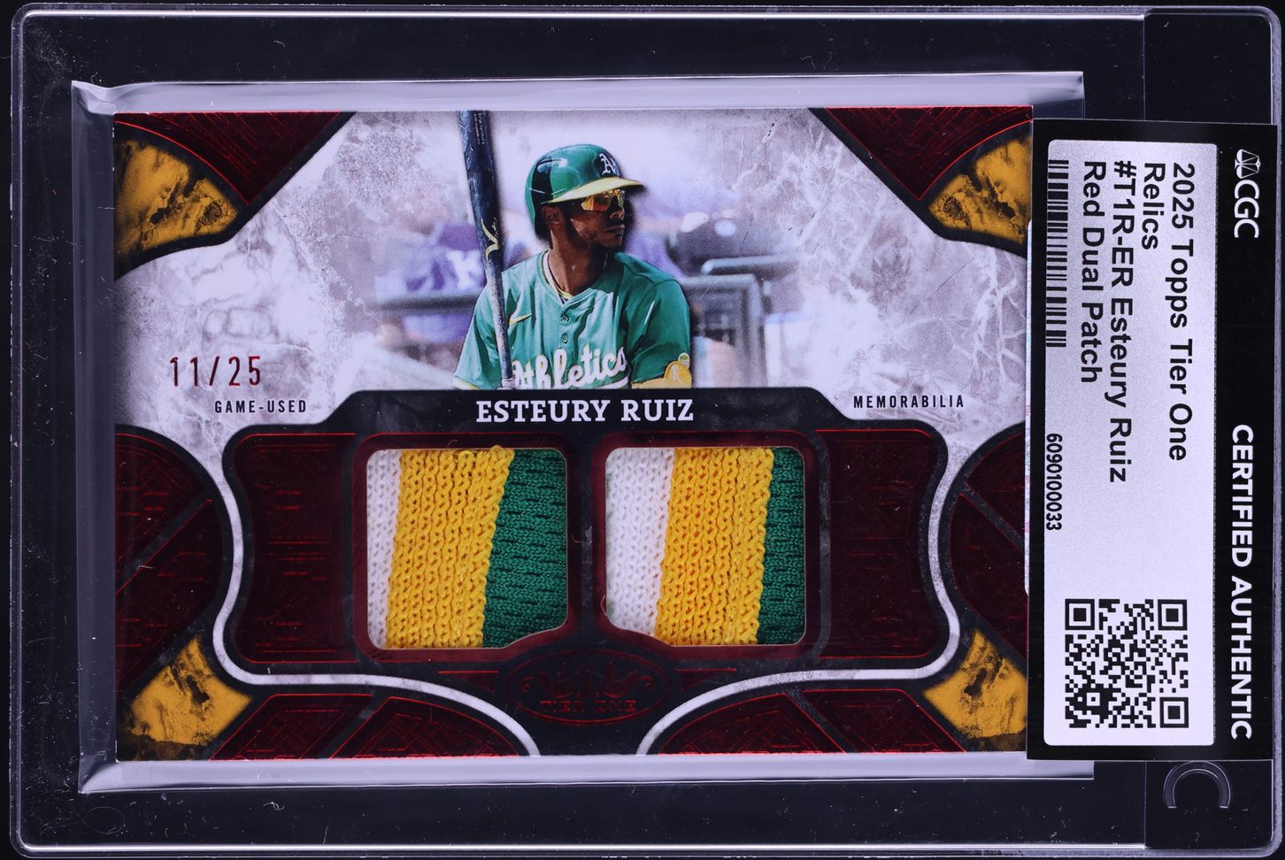 2025 Topps Tier One Red Dual Esteury Ruiz PATCH /25 #T1R-ER CGC AUTH