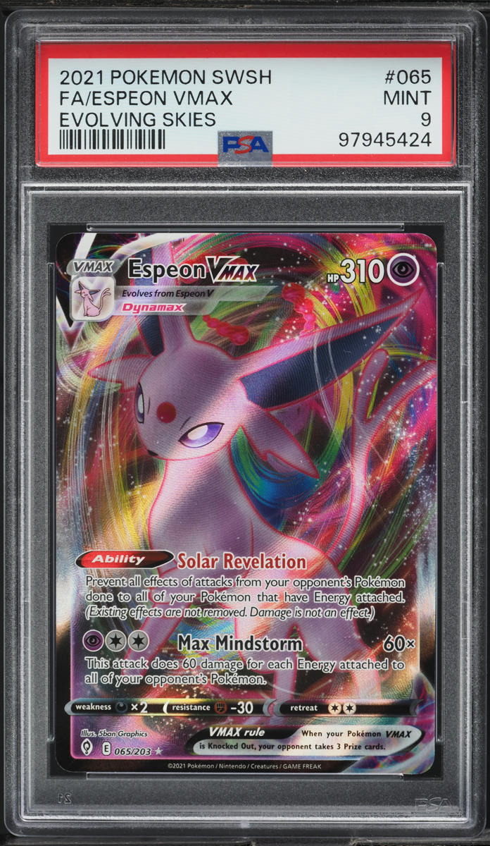 2021 Pokemon Sword & Shield Evolving Skies Full Art Espeon VMAX #65 PSA 9 MINT