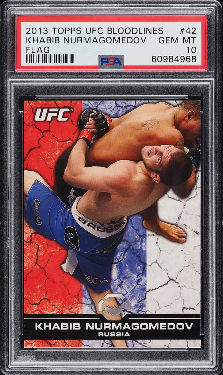 2013 Topps UFC Bloodlines Flag Khabib Nurmagomedov /188 #42 PSA 10