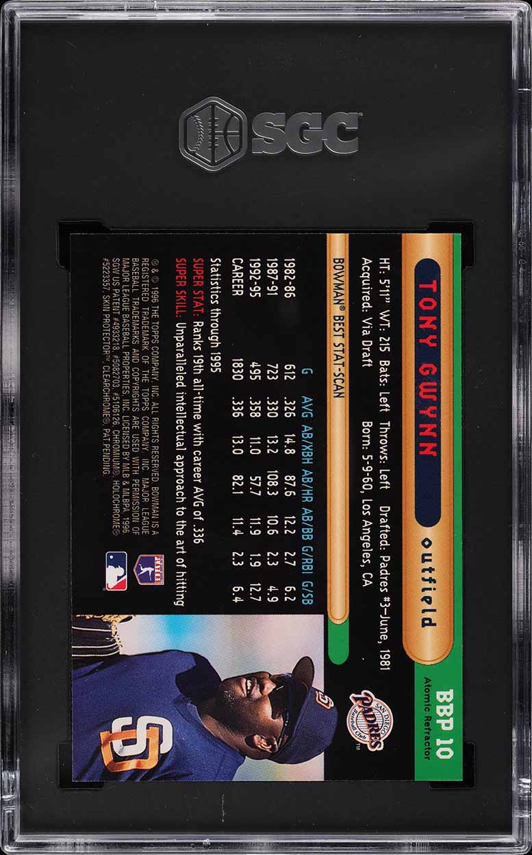1996 Bowman's Best Preview Atomic Refractor Tony Gwynn #BBP-10 SGC 10 GEM MINT