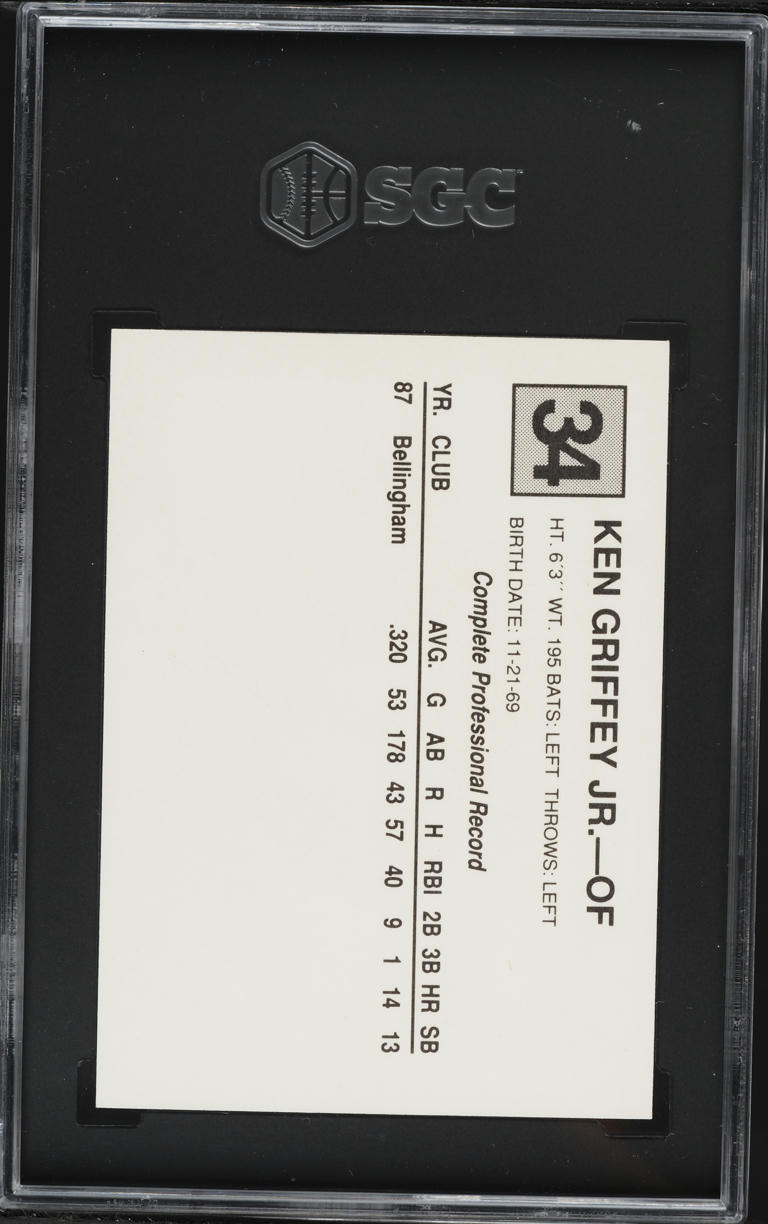 1988 San Bernardino Spirit Ken Griffey Jr. ROOKIE #34 SGC 8 NM-MT