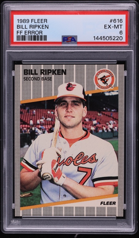 1989 Fleer Bill Ripken ROOKIE, FF ERROR #616 PSA 6 EXMT