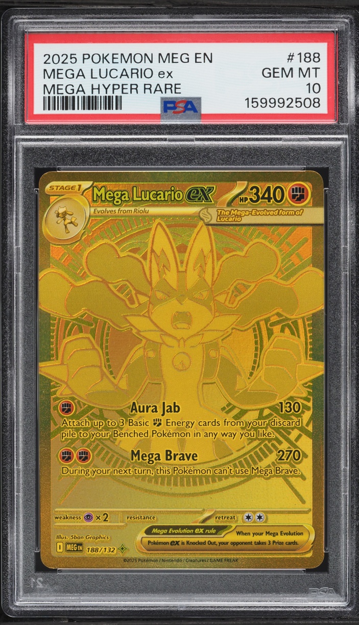 2025 Pokemon Mega Evolution MHR Mega Lucario ex #188 PSA 10 GEM MINT