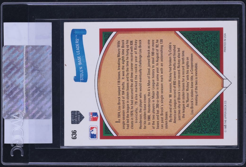 1991 Upper Deck Rickey Henderson & Lou Brock #636 CGC AUTH