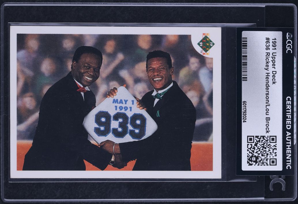 1991 Upper Deck Rickey Henderson & Lou Brock #636 CGC AUTH