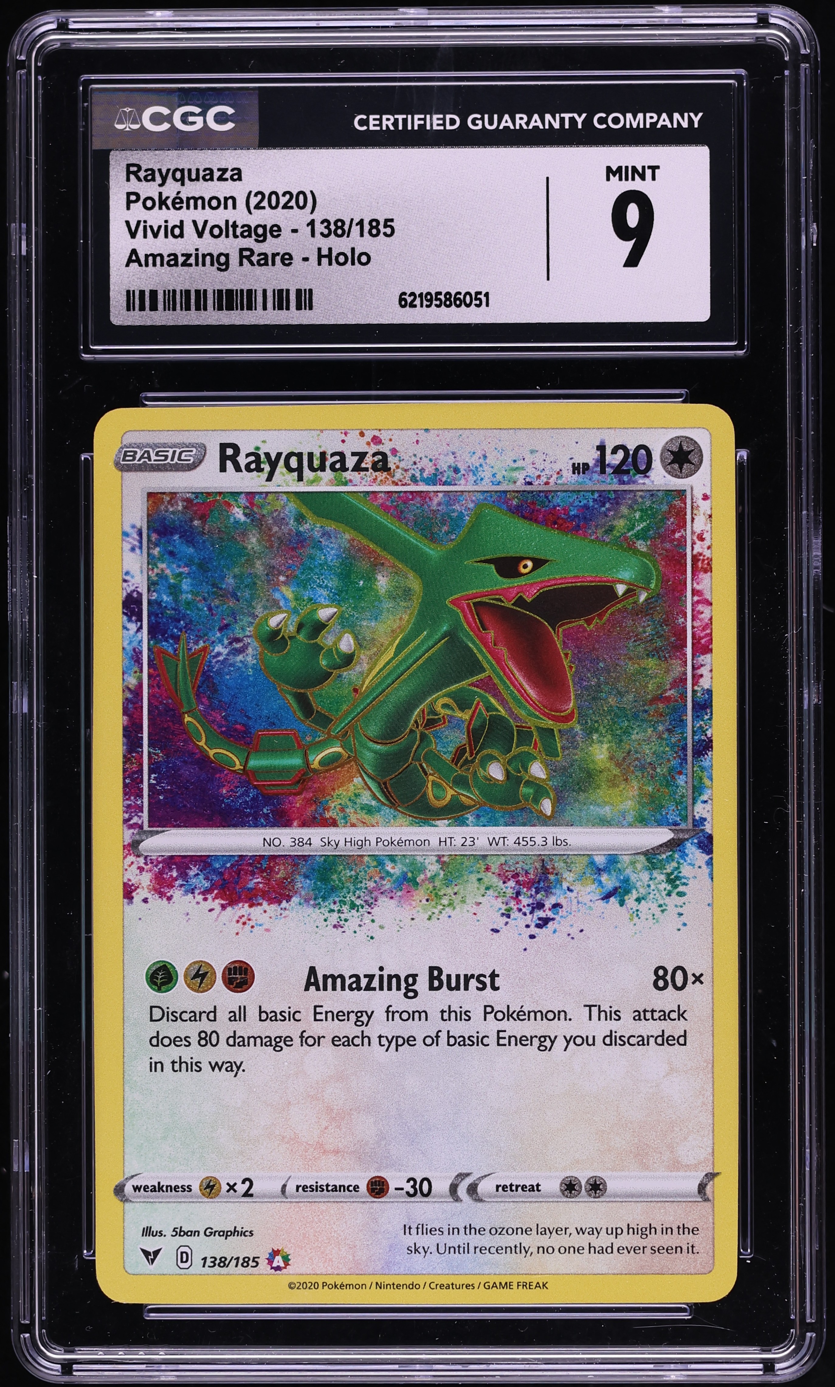 2020 Pokemon Sword & Shield Vivid Voltage Amazing Rare Rayquaza #138 CGC 9 MINT