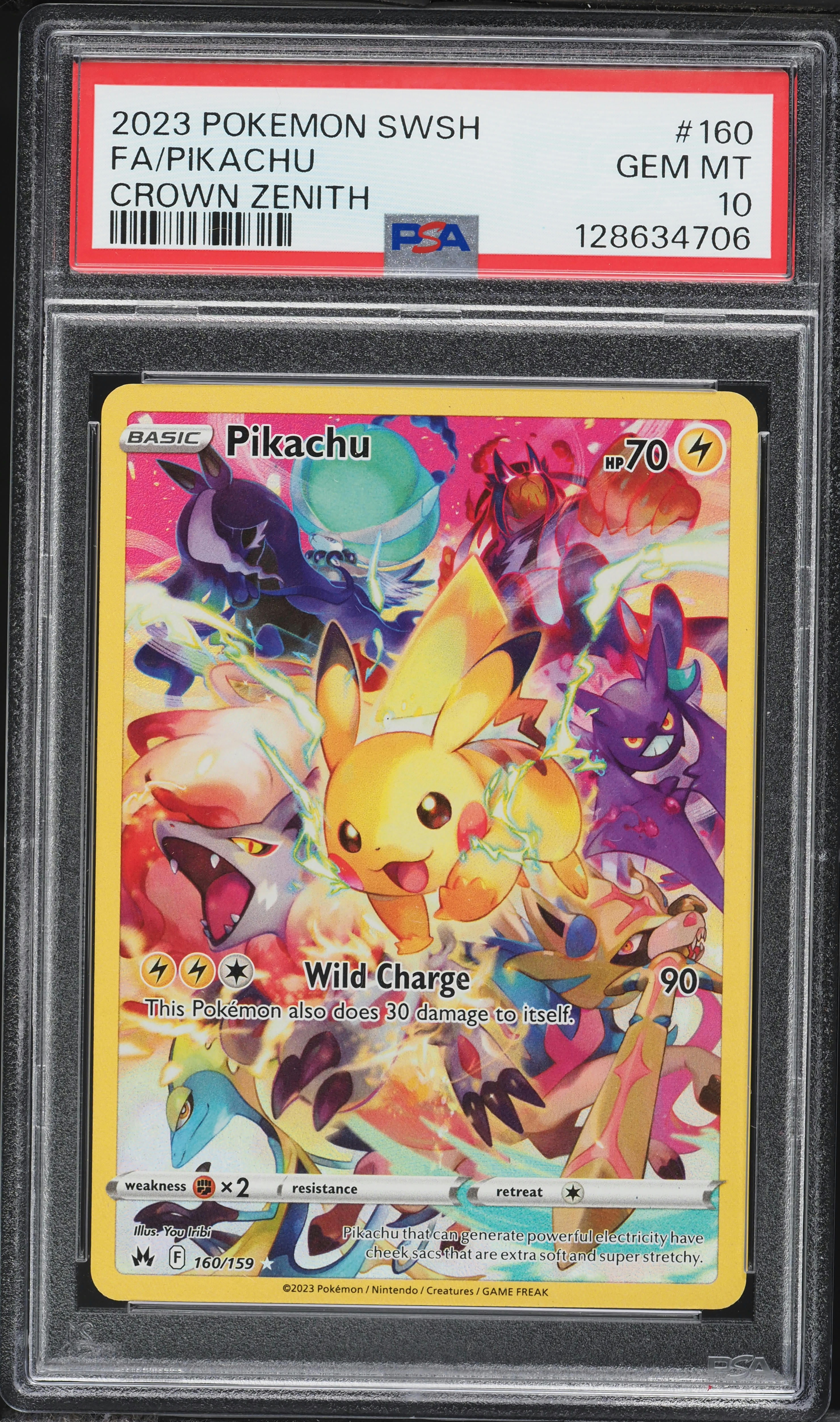 2023 Pokemon Sword & Shield Crown Zenith Full Art Pikachu #160 PSA 10 GEM MINT