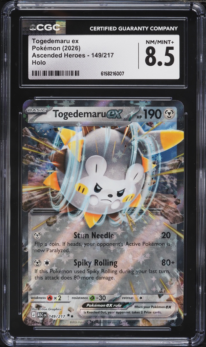 2026 Pokemon Mega Evolution Ascended Heroes Holo Togedemaru ex #149 CGC 8.5 NM-MT+