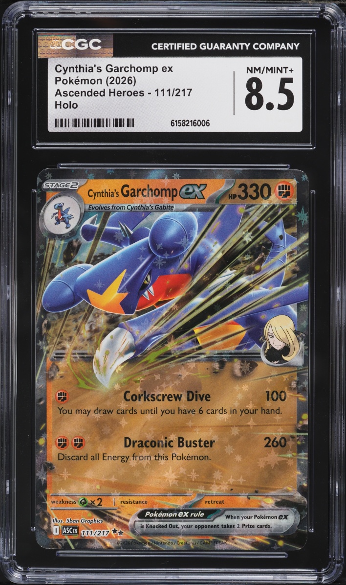 2026 Pokemon Mega Evolution Ascended Heroes Holo Cynthia's Garchomp ex #111 CGC 8.5 NM-MT+