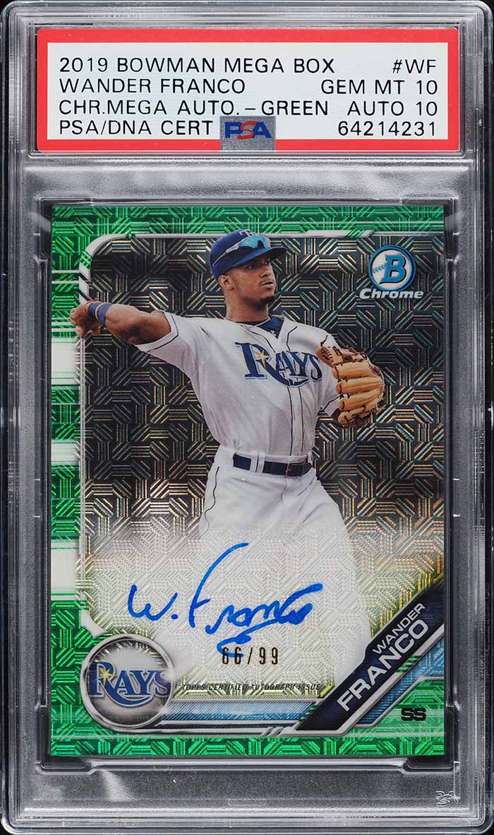 2019 Bowman Chrome Mega Box Green Wander Franco ROOKIE AUTO DNA 10