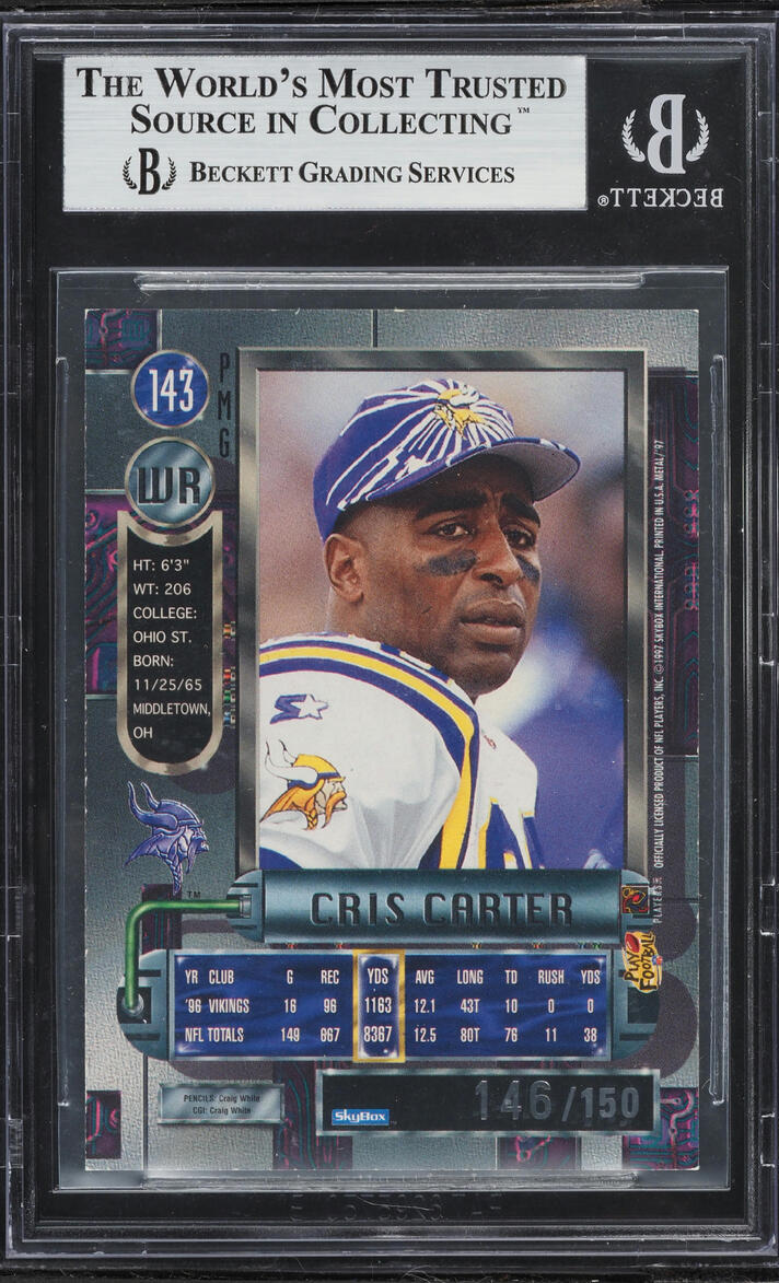 1997 Metal Universe Precious Metal Gems PMG Red Cris Carter /150 #143 BGS 8.5