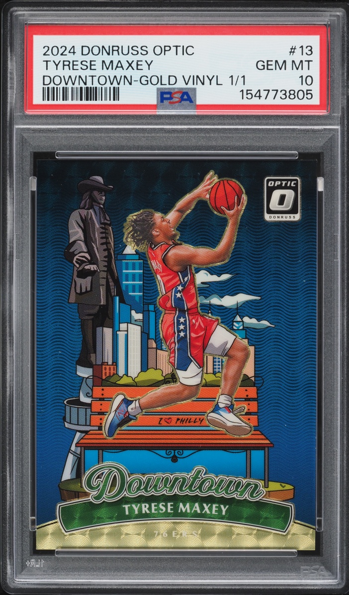 2024 Donruss Optic Downtown Gold Vinyl Tyrese Maxey 1/1 #13 PSA 10 GEM MINT