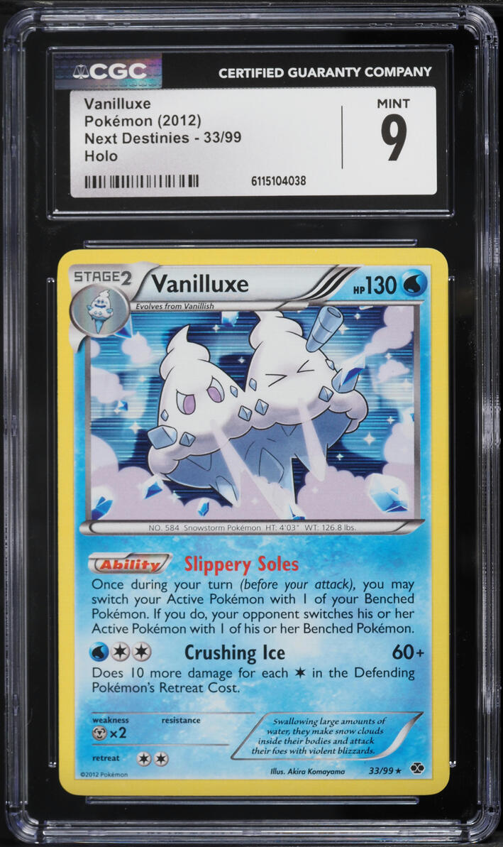 2012 Pokemon Black & White Next Destinies Holo Vanilluxe #33 CGC 9 MINT
