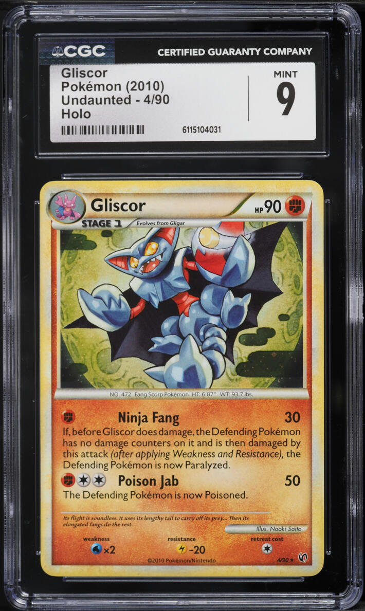 2010 Pokemon HeartGold & SoulSilver Undaunted Holo Gliscor #4 CGC 9 MINT