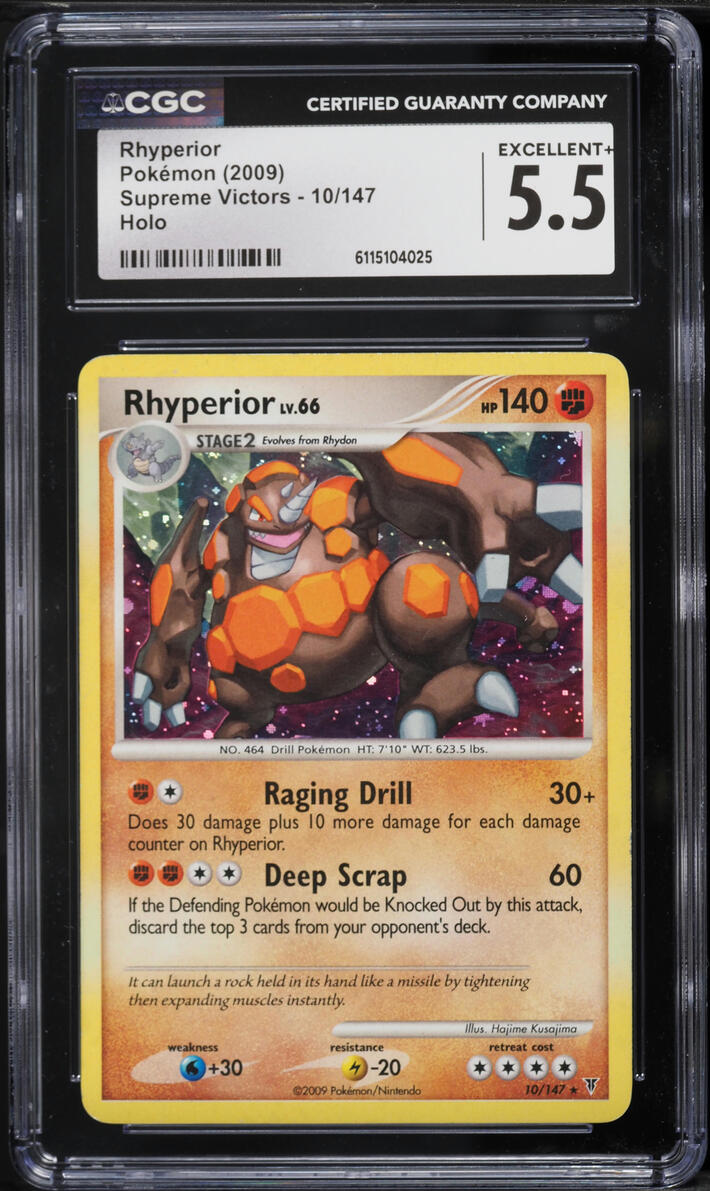 2009 Pokemon Platinum Supreme Victors Holo Rhyperior #10 CGC 5.5 EX+