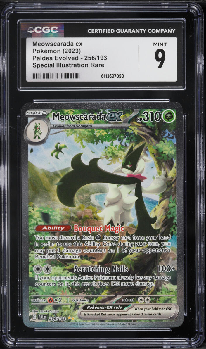 2023 Pokemon Scarlet & Violet Paldea Evolved SIR Meowscarada ex #256 CGC 9 MINT