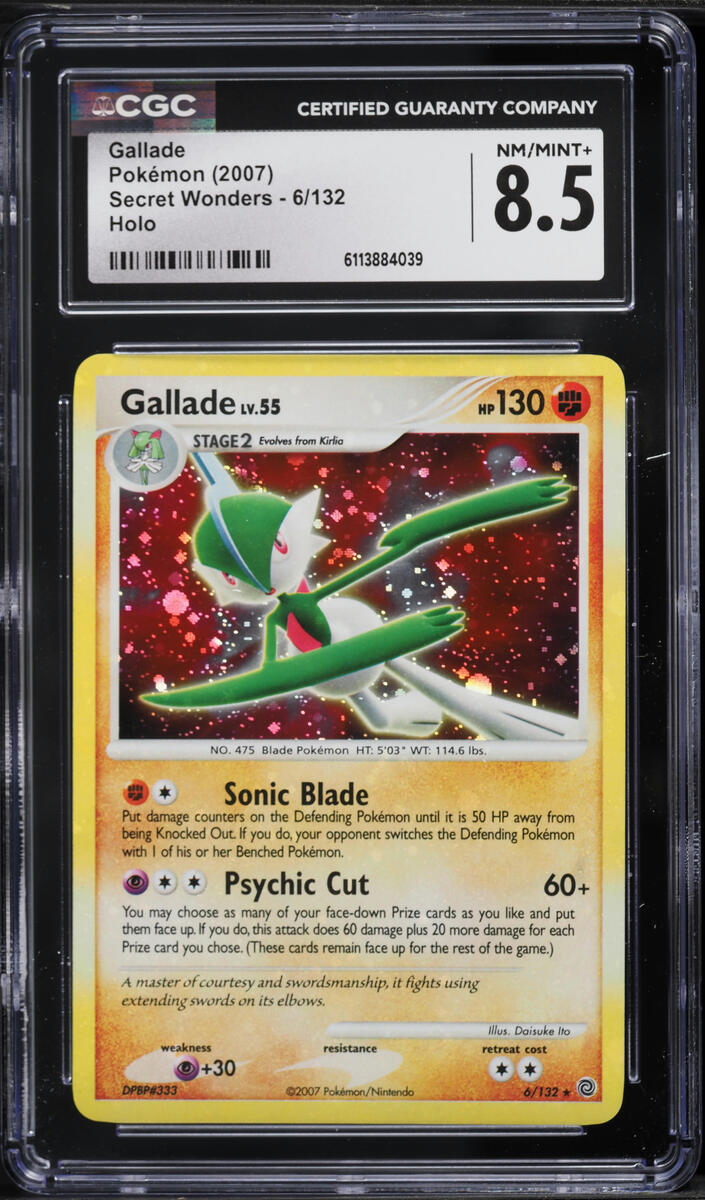 2007 Pokemon Diamond & Pearl Secret Wonders Holo Gallade #6 CGC 8.5 NM-MT+