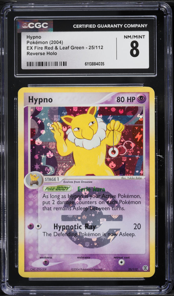 2004 Pokemon EX Fire Red & Leaf Green Reverse Holo Hypno #25 CGC 8 NM-MT