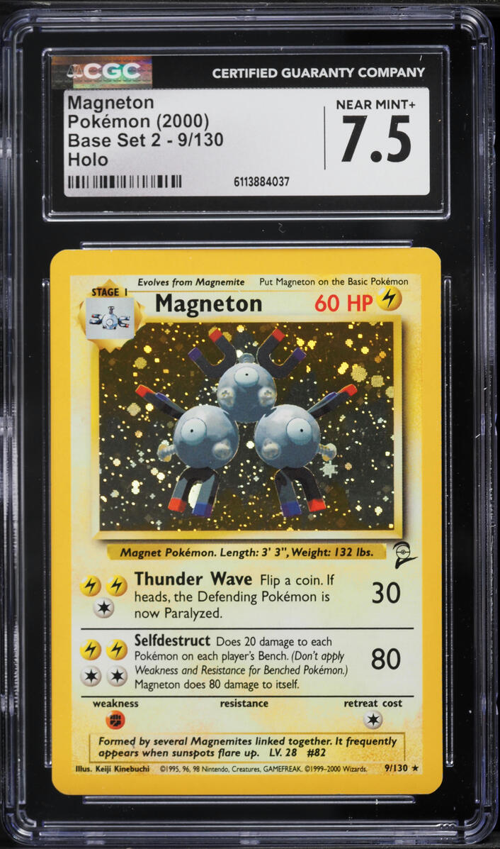 2000 Pokemon Base Set 2 Holo Magneton #9 CGC 7.5 NRMT+