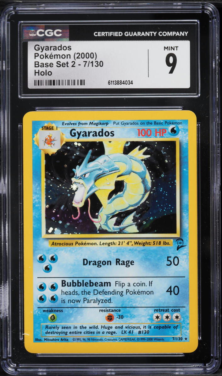 2000 Pokemon Base Set 2 Holo Gyarados #7 CGC 9 MINT