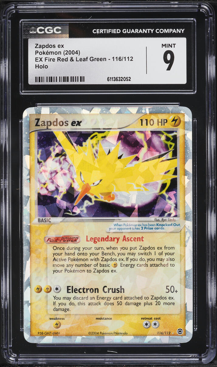 2004 Pokemon EX Fire Red & Leaf Green Holo Zapdos Ex #116 CGC 9 MINT