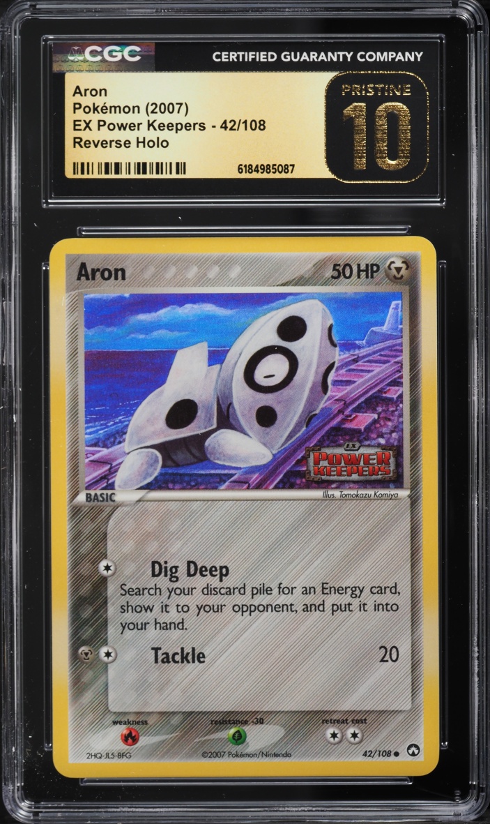 2007 Pokemon EX Power Keepers Reverse Holo Aron #42 CGC 10 PRISTINE