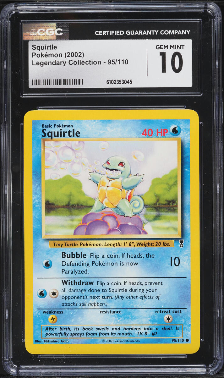 2002 Pokemon Legendary Collection Squirtle #95 CGC 10 GEM MINT