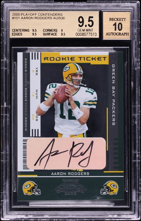 2005 Playoff Contenders Aaron Rodgers ROOKIE AUTO #101 BGS 9.5 GEM MINT