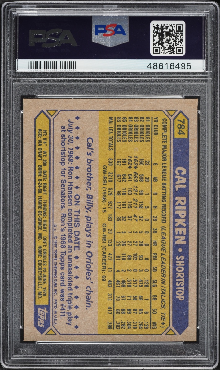 1987 Topps Cal Ripken Jr. #784 PSA 7 NRMT
