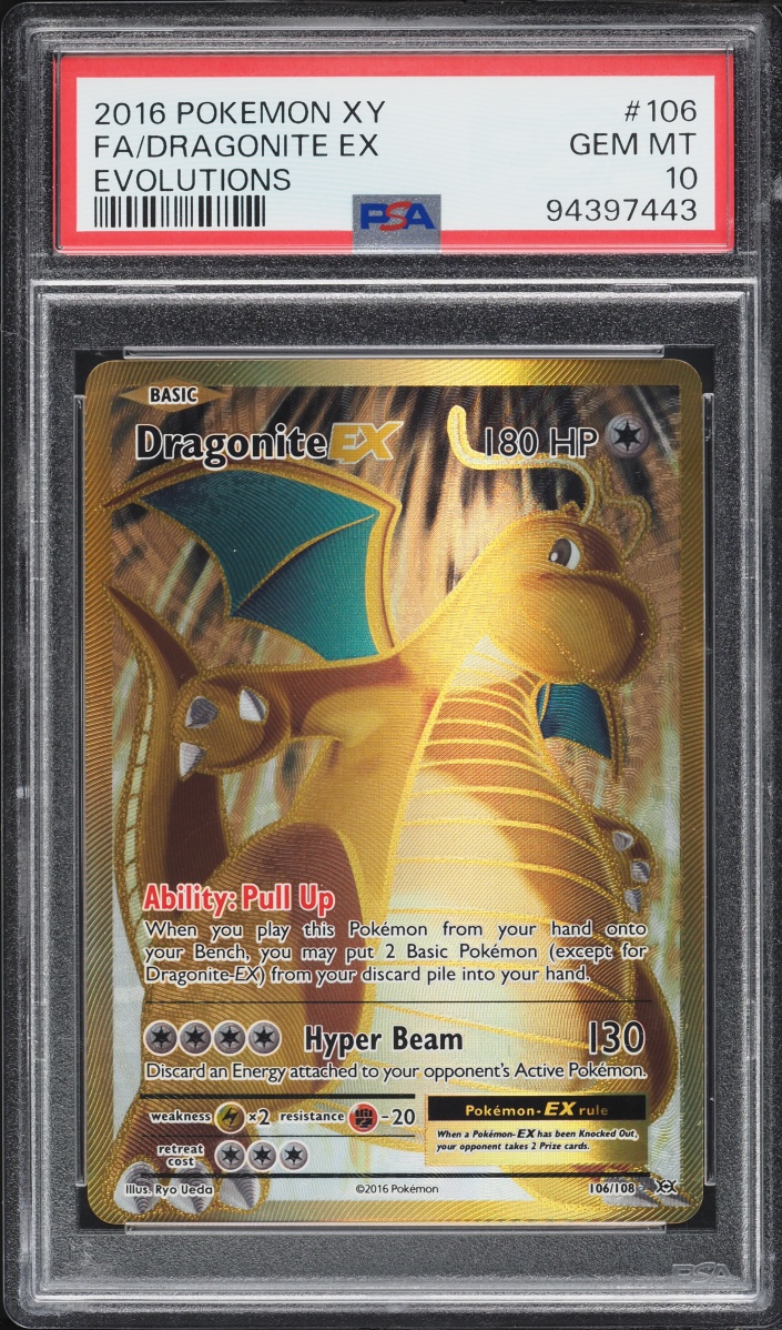 2016 Pokemon XY Evolutions Gold Rare Dragonite EX #106 PSA 10 GEM MINT
