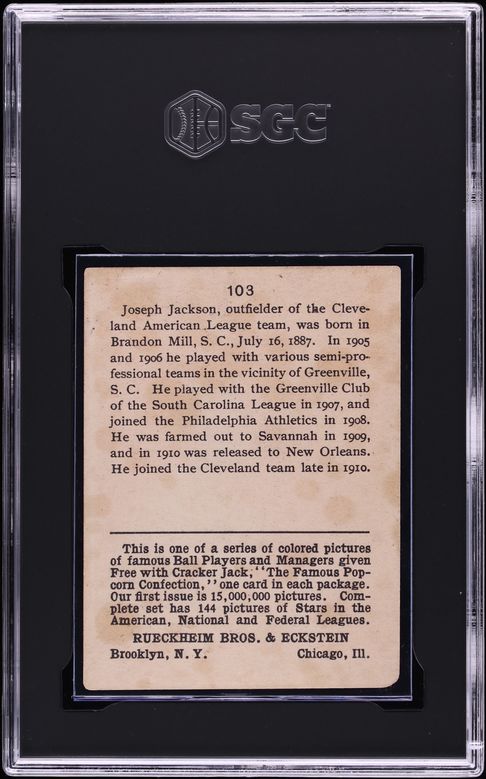 1914 Cracker Jack Shoeless Joe Jackson #103 SGC AUTH