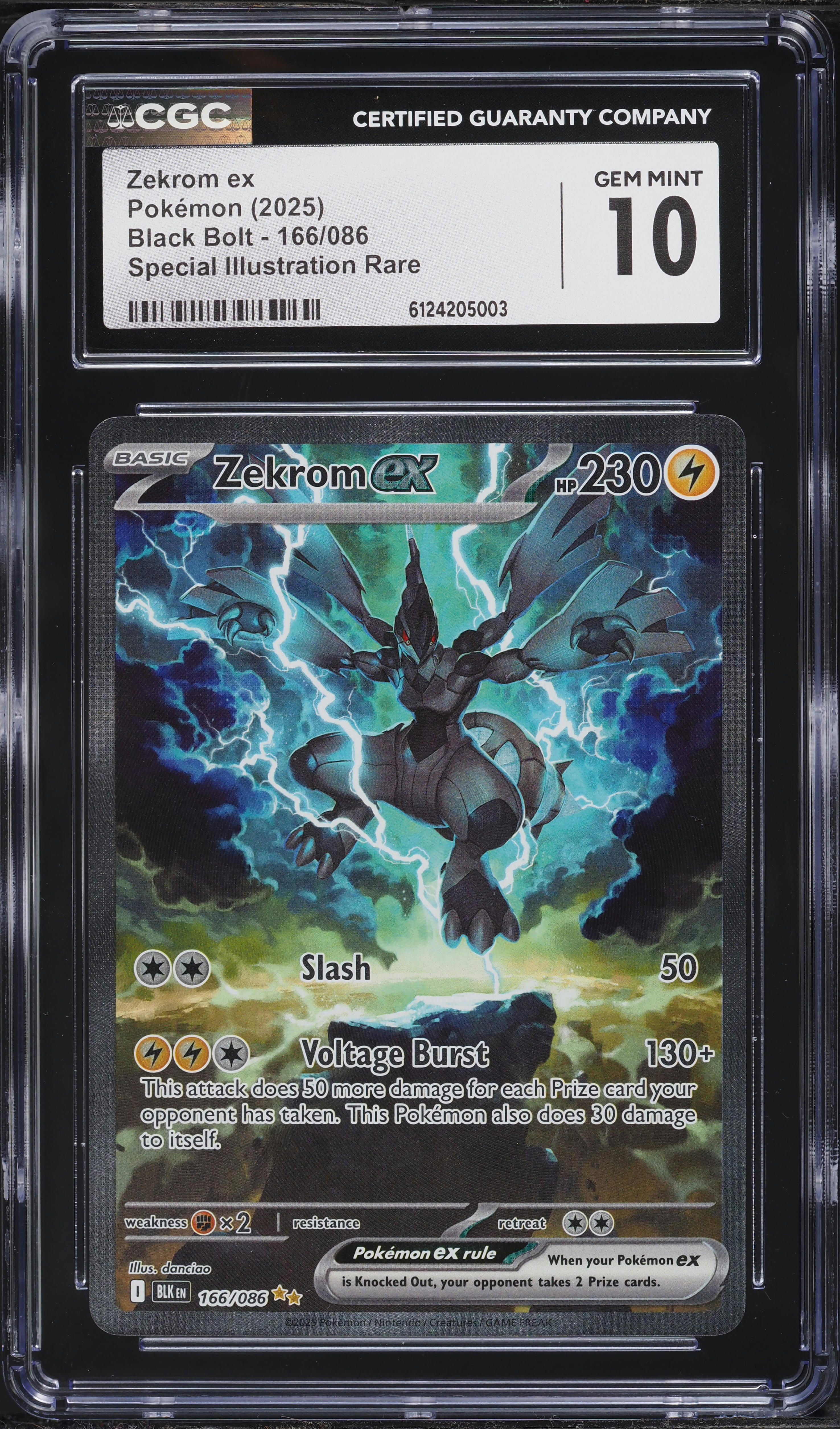 2025 Pokemon Scarlet & Violet Black Bolt SIR Zekrom ex #166 CGC 10 GEM MINT