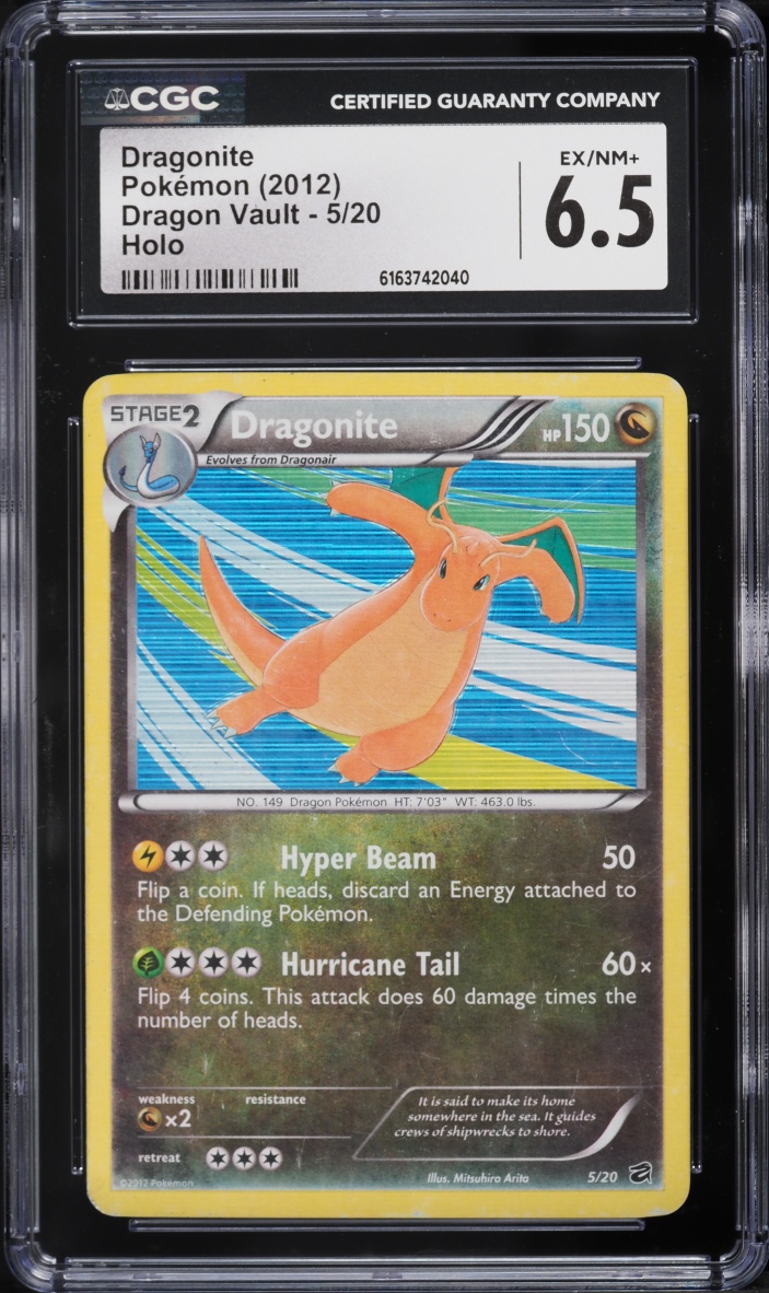 2012 Pokemon Black & White Dragon Vault Holo Dragonite #5 CGC 6.5 EXMT+
